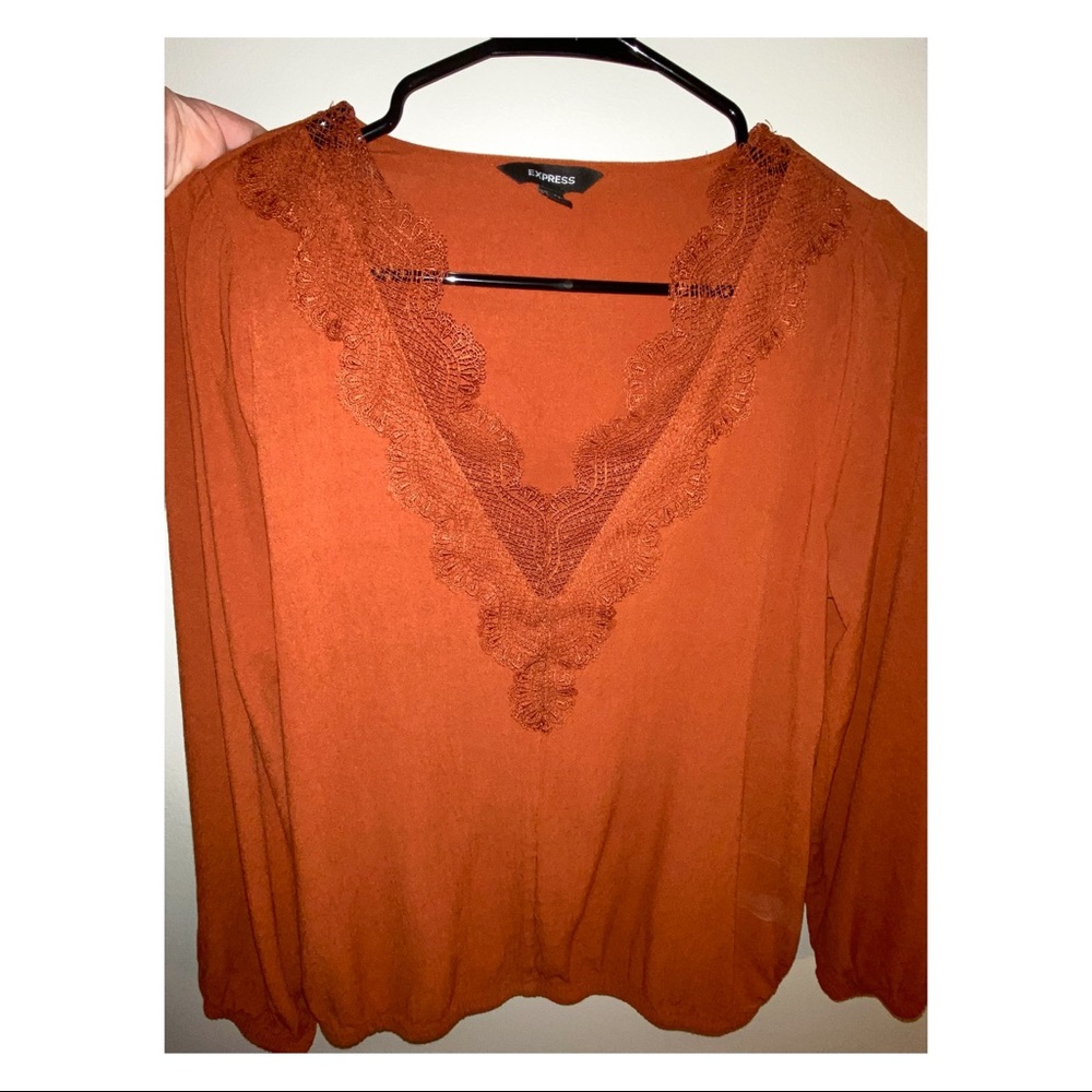 Express Burnt Orange Lace Blouse
